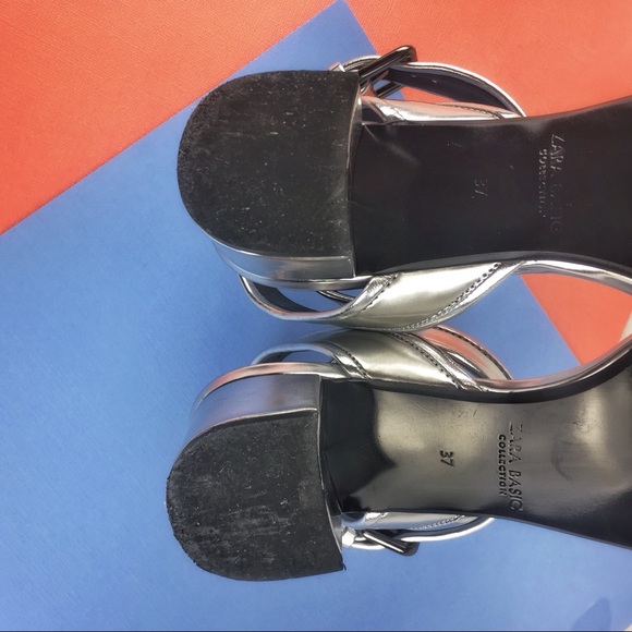 Silver Block Heel Sandals - Zara - Picture 7 of 7